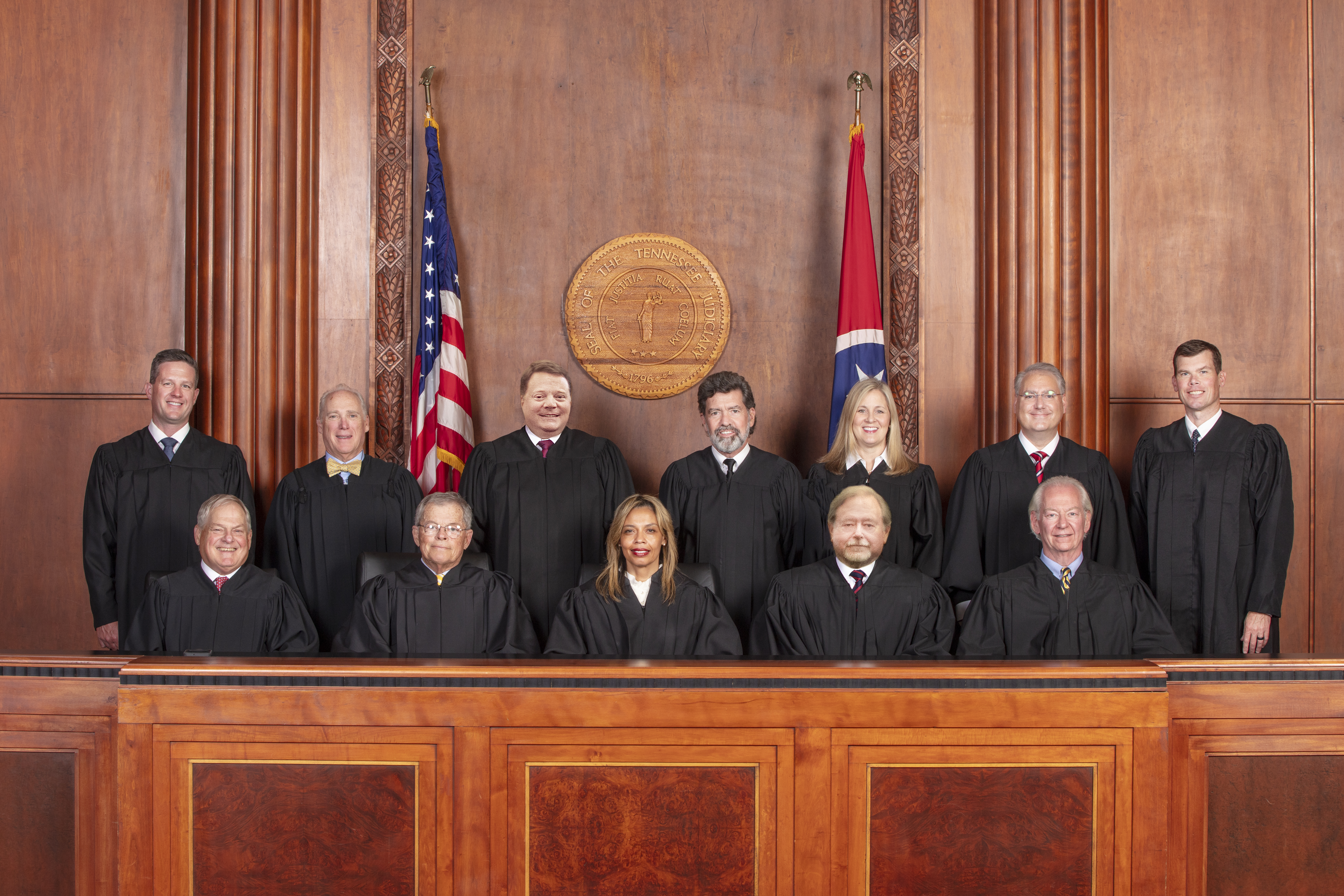 Back Row (L-R): Judge Kyle A. Hixson, Judge John W. Campbell, Judge J. Ross Dyer, Judge Timothy L. Easter, Judge Jill Bartee Ayers, Judge Tom Greenholtz, Judge Matthew Wilson. Front Row (L-R): Judge Robery L. Holloway, Jr., Judge James Curtwood, Jr., Judge Camille R. McMullen, Judge Robert W. Wedemeyer, Judge Robert H. Montgomery, Jr.